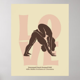 Impressão de Pose de Yoga para Casais   Arte de Pa