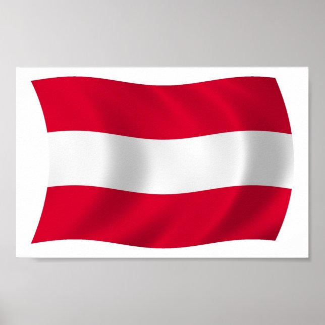 Impressão de Poster da Bandeira da Áustria (Frente)