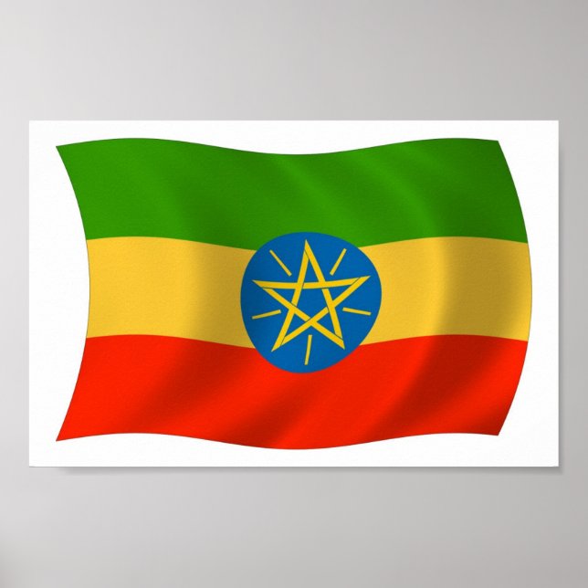 Impressão de Poster da Bandeira da Etiópia (Frente)