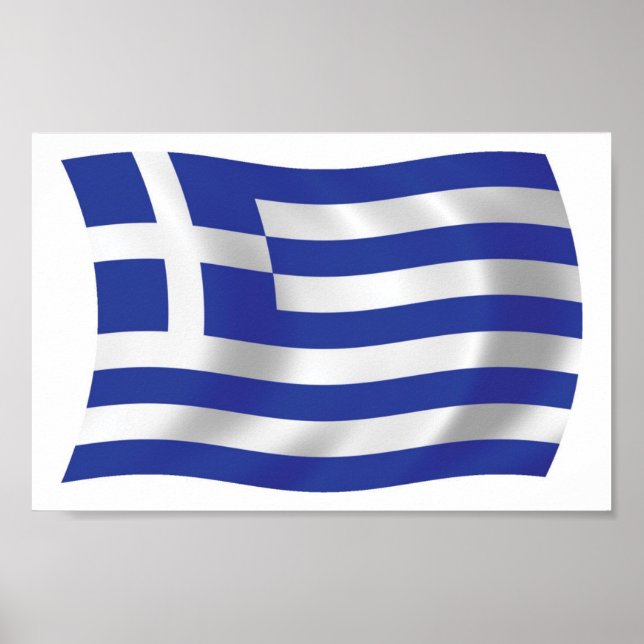 Impressão de Poster da Bandeira da Grécia (Frente)