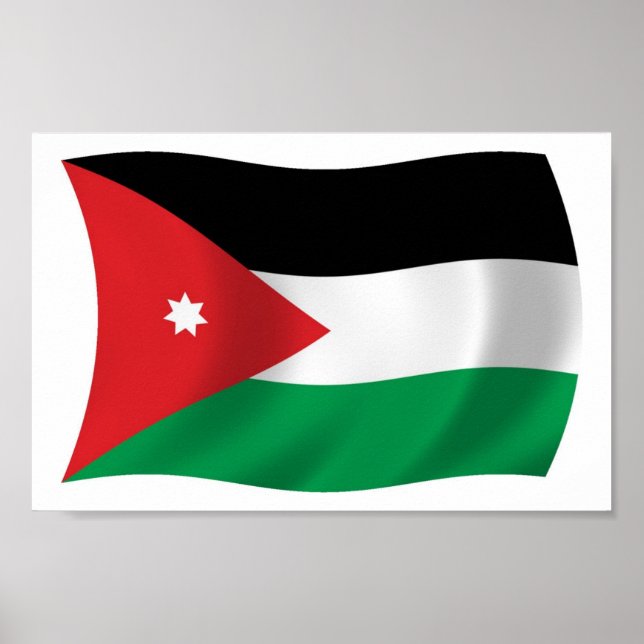 Impressão de Poster da Bandeira da Jordânia (Frente)