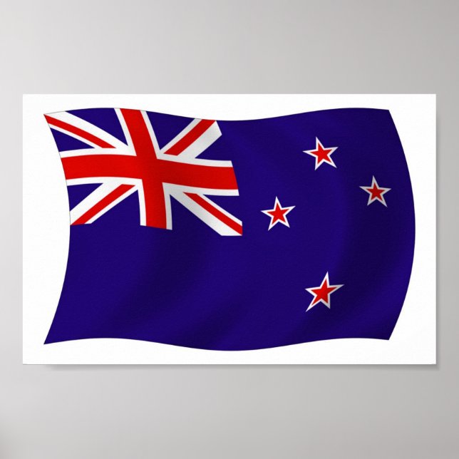 Impressão de Poster da Bandeira da Nova Zelândia (Frente)