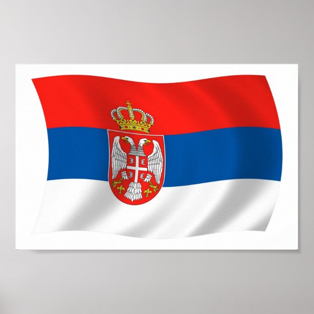 Impressão de Poster da Bandeira da Sérvia (Frente)
