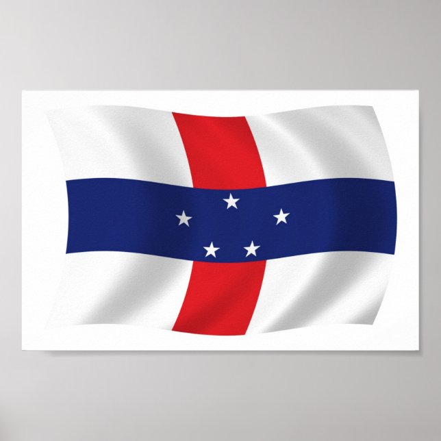 Impressão de Poster da Bandeira das Antilhas Neerl (Frente)