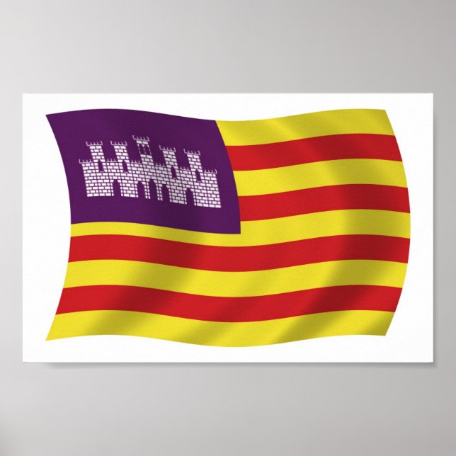 Impressão de Poster da Bandeira das Ilhas Baleares (Frente)