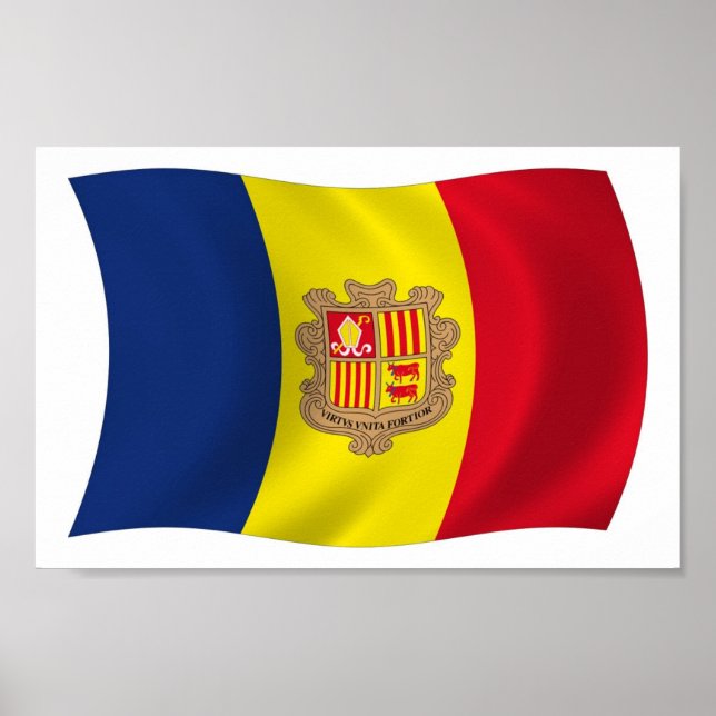 Impressão de Poster da Bandeira de Andorra (Frente)