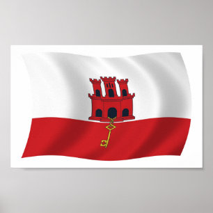 Impressão de Poster da Bandeira de Gibraltar