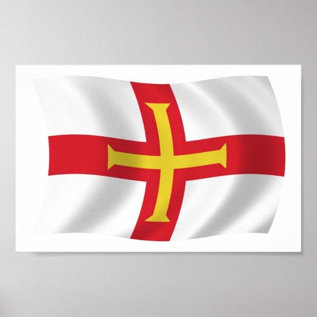 Impressão de Poster da Bandeira de Guernsey (Frente)