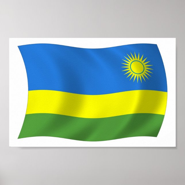 Impressão de Poster da Bandeira de Ruanda (Frente)