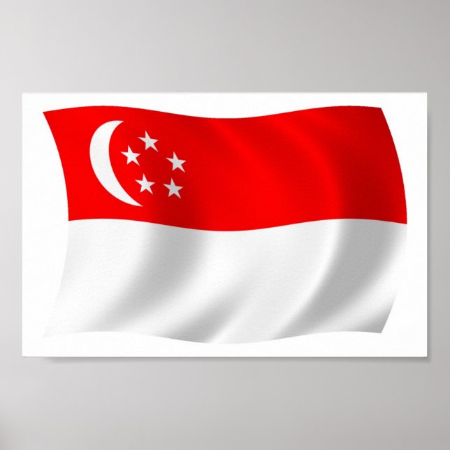 Impressão de Poster da Bandeira de Singapura (Frente)