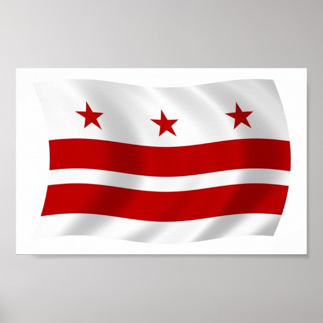 Impressão de Poster da Bandeira de Washington D.C. (Frente)