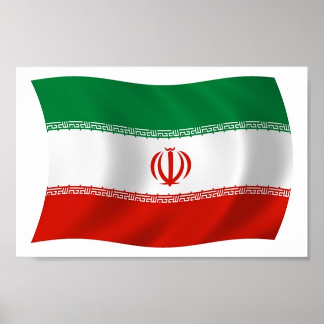 Impressão de Poster da Bandeira do Irã (Frente)