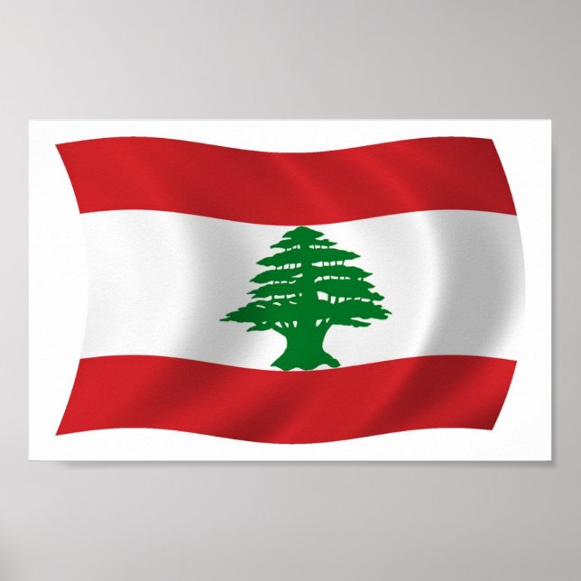 Impressão de Poster da Bandeira do Líbano (Frente)