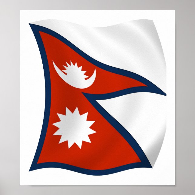 Impressão de Poster da Bandeira do Nepal (Frente)