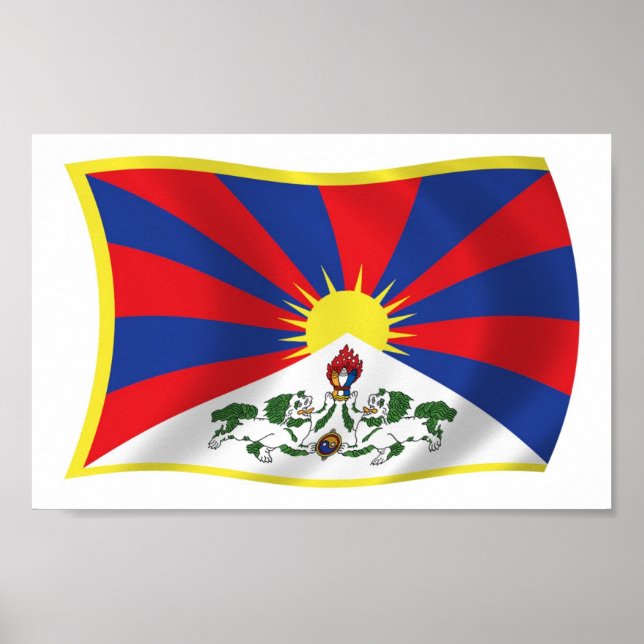 Impressão de Poster da Bandeira do Tibete (Frente)