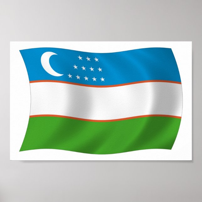 Impressão de Poster da Bandeira do Uzbequistão (Frente)