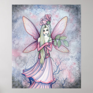 Impressão de Poster da Fada Rosa de Inverno por Mo