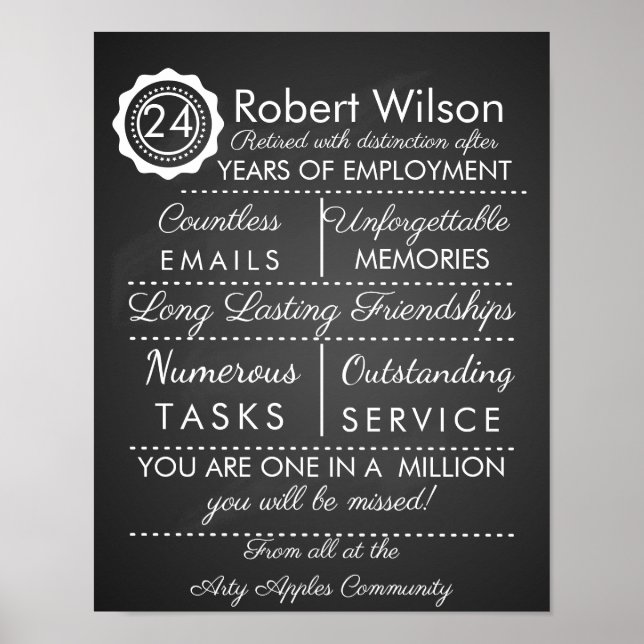 Impressão de Poster de Aposentadoria Personalizado (Frente)