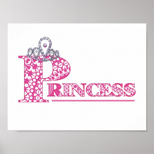 Impressão de Poster de Arte de Princesa Rosa-Rosa- (Frente)