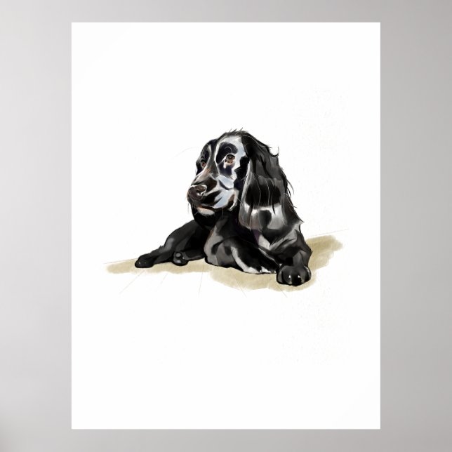 Impressão de Poster de Cocker Spaniel Arte de Cach (Frente)