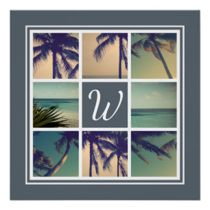 Impressão de poster de colagem de fotos com monog