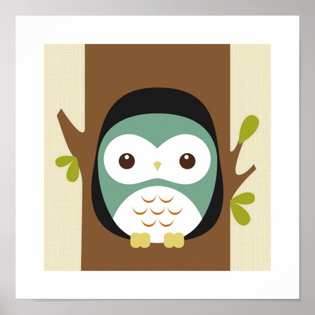 Impressão de Poster de Coruja Retro (Frente)