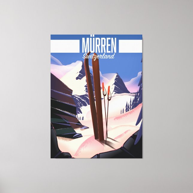 Impressão de poster de esqui Murren Suiça. (Frente)