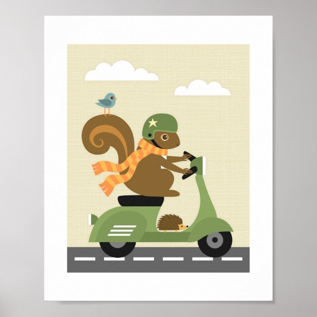 Impressão de Poster de Esquilo Retro (Frente)