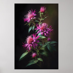 Impressão de Poster de Flor de Abelhas Rosa