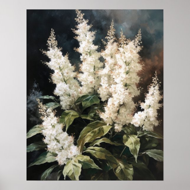 Impressão de Poster de Flores Astiláveis Brancas (Frente)