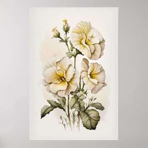 Impressão de Poster de Flores de Primrose Branca