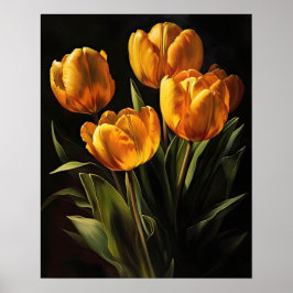 Impressão de Poster de Flores de Tulipas Amarelas