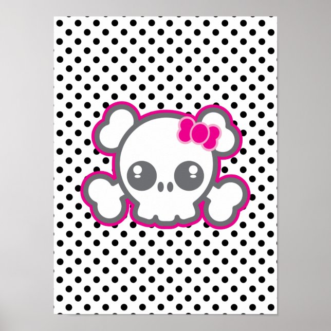 Impressão de Poster de Friso Rosa Kawaii (Frente)