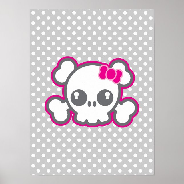 Impressão de Poster de Friso Rosa Kawaii (Frente)