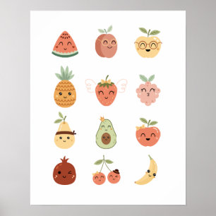 Impressão de Poster de Fruta Fofa