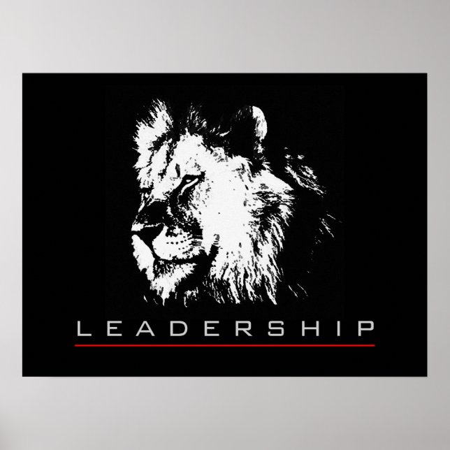 Impressão de Poster de Lion de Liderança Motivacio (Frente)