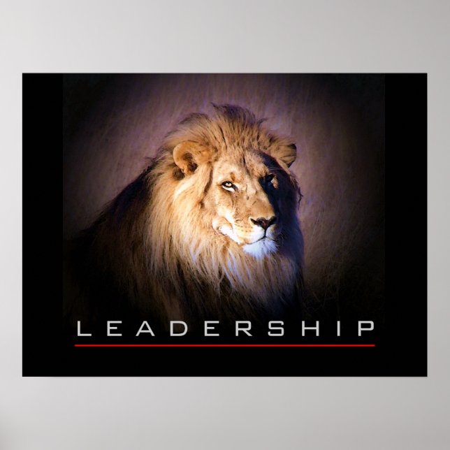 Impressão de Poster de Lion de Liderança Motivacio (Frente)