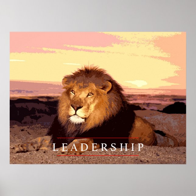 Impressão de Poster de Lion de Liderança Motivativ (Frente)