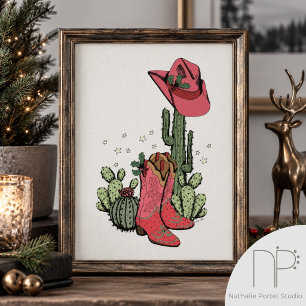 Impressão de Poster de Natal Ocidental com Botas d