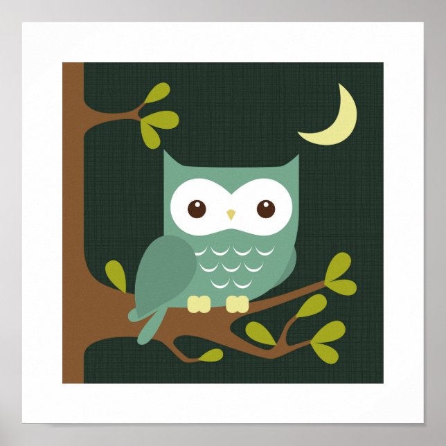 Impressão de Poster de Retro Owl (Frente)