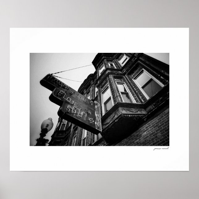 Impressão de Poster de Sinal Antigo Preto e Branco (Frente)