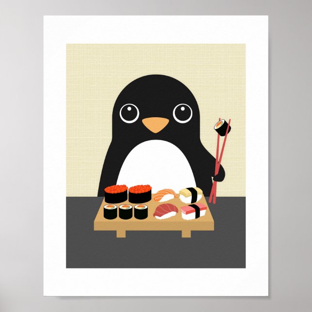 Impressão de Poster de Sushi Comendo Pinguim (Frente)