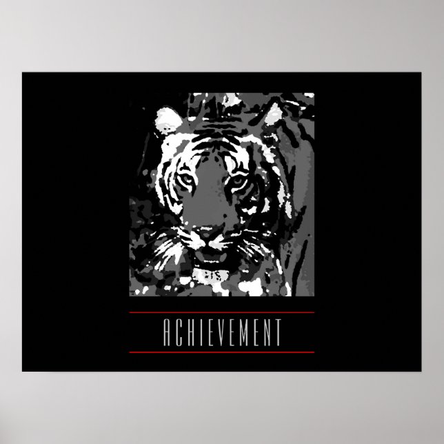 Impressão de Poster de Tigre de Conquista Motivaci (Frente)