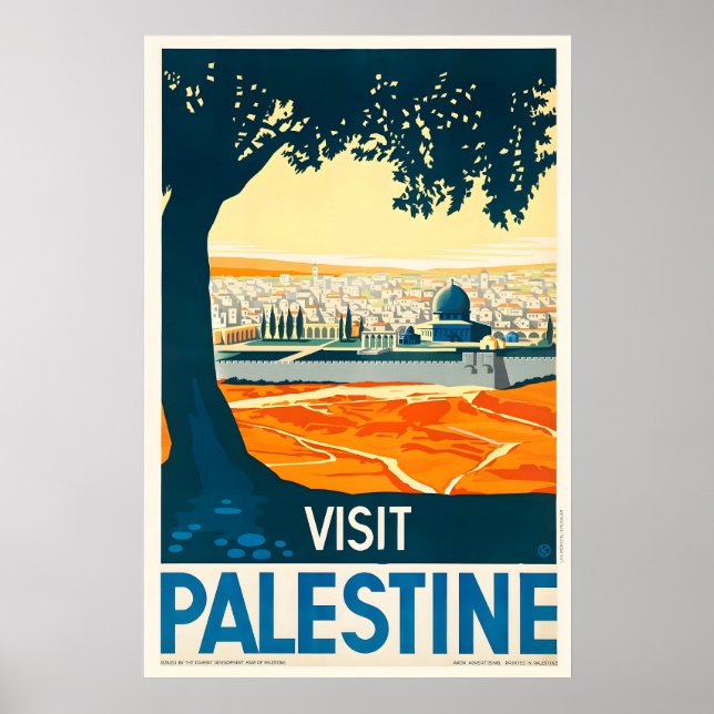 Impressão de Poster de Viagem Antigo da Palestina (Frente)