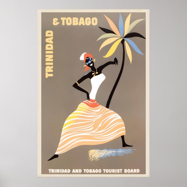 Impressão de Poster de Viagem Antigo de Trinidad e (Frente)