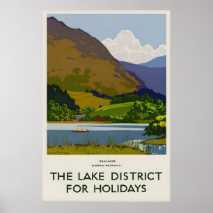 Impressão de Poster de Viagem Antigo do Lago Grasm