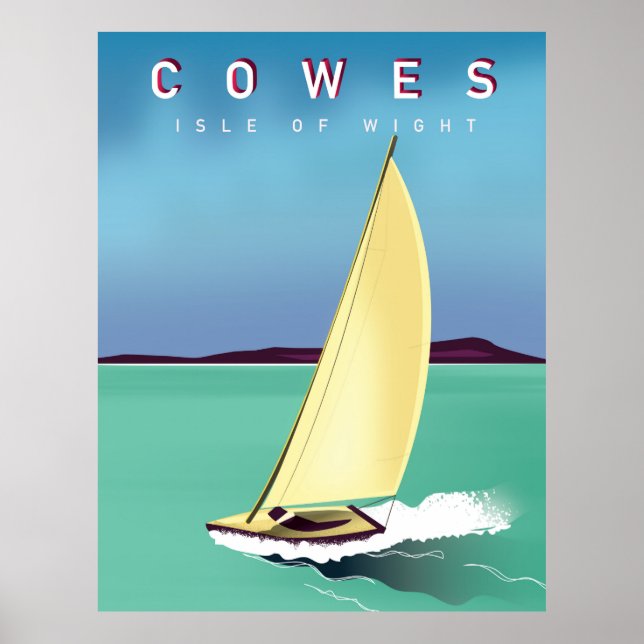 impressão de poster de viagens de cowes. (Frente)
