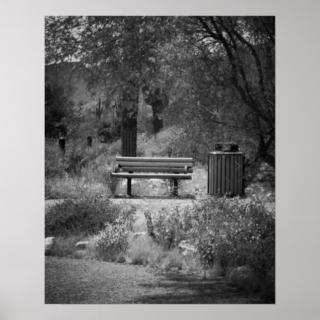 Impressão de Poster do Black & White Park Bench 16 (Frente)
