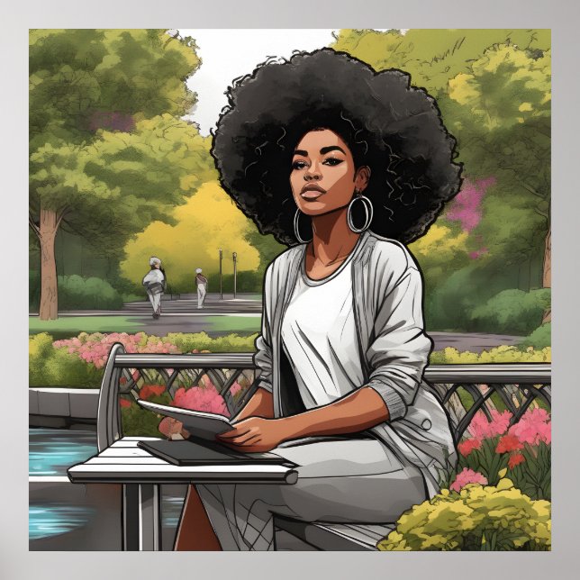 Impressão de Poster do desenho afro-americano da m (Frente)