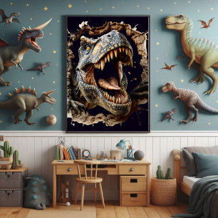 Impressão de Poster do Dinossauro T-Rex de Muro As